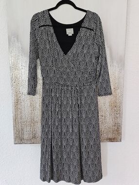 Maeve Black and White Printed Midi Dress